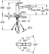 GROHE Eurodisc Cosmopolitan Einhand-Spültischbatterie mit ausziehbarer Dual-Spülbrause, Chrom