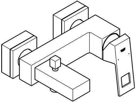 GROHE Eurocube Einhand-Wannenbatterie 23140 Wandmontage eigensicher Chrom – SilkMove & Rückflussverhinderer