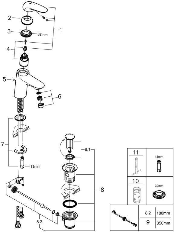 GROHE Eurostyle Einhand-Waschtischbatterie S-Size mit Kaltstart-Funktion und SilkMove Kartusche in Chrom