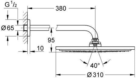 GROHE Rainshower Cosmopolitan 310 Kopfbrause-Set mit 380 mm Brausearm, Chrom, 8 l/min
