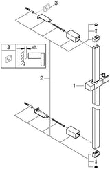 GROHE Euphoria Cube Brausestange 600 mm Chrom – Eckige Duschstange mit Gleiter und Gelenkstück