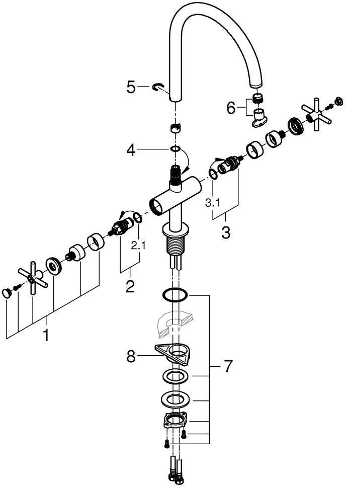 GROHE Atrio 2-Griff-Spültischbatterie C-Auslauf chrom – Keramik-Oberteile & 150° Schwenkbereich