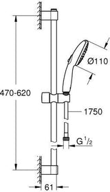 GROHE Tempesta 110 Brausestangenset 600 mm – 3 Strahlarten, EcoJoy, Chrom