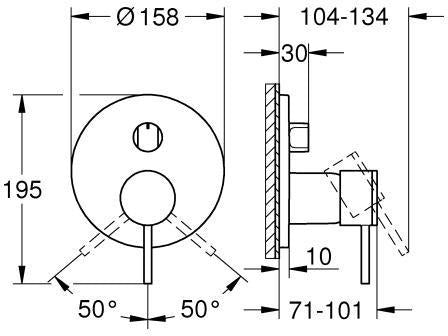 GROHE Atrio Einhandbatterie 3-Wege Umstellung Fertigmontageset Chrom