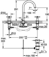 GROHE Atrio 3-Loch Waschtischbatterie mit Kreuzgriffen und Zugstangen-Ablaufgarnitur in Chrom
