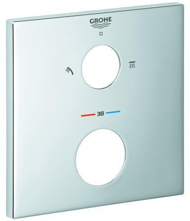 GROHE Rosette 49102 eckig für Thermostat-Fertigmontagesets – Chrom, QuickFix, StarLight