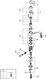 GROHE Eurosmart Cosmopolitan Einhand-Spültischbatterie mit flachem Auslauf und Absperrventil, Chrom