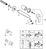 GROHE Eurosmart 2-Loch-Waschtischbatterie Wandmontage Fertigmontageset Chrom