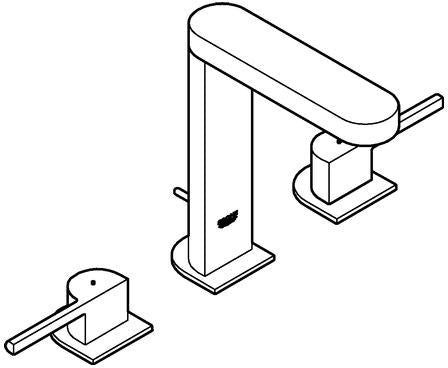 GROHE Plus 3-Loch-Waschtischbatterie – Chrom, 175 mm, EcoJoy, SpeedClean, Zugstangen-Ablaufgarnitur