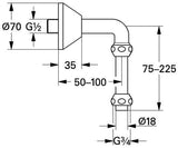 GROHE Abgangsbogen 12407 mit Quetschverschraubungen 1/2" x 3/4" und Schubrosette in Chrom