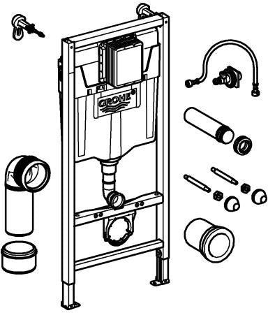 GROHE WC-Element Rapid SL 38848 – 1,13 m Vorwandmontage mit Spülkasten GD 2