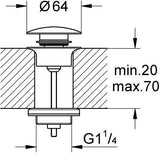 GROHE Ablaufgarnitur 65807 mit Klickverschluss für Waschtische, Chrom