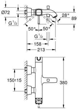 GROHE Grandera Einhand-Wannenbatterie 24374 Wandmontage Chrom – SilkMove & Handbrausehalter