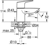 GROHE BauEdge Standventil XS-Size Einlochmontage Chrom – EcoJoy & LongLife Oberfläche