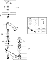 GROHE Eurosmart Standard Einhand-Waschtischbatterie S-Size Chrom mit SilkMove und EcoJoy