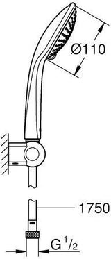 GROHE Euphoria 110 Champagne Wandhalterset – 3 Strahlarten, 17 l/min, verstellbar, chrom