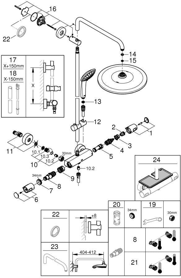 GROHE Euphoria System 310 Duschsystem mit Thermostatbatterie supersteel