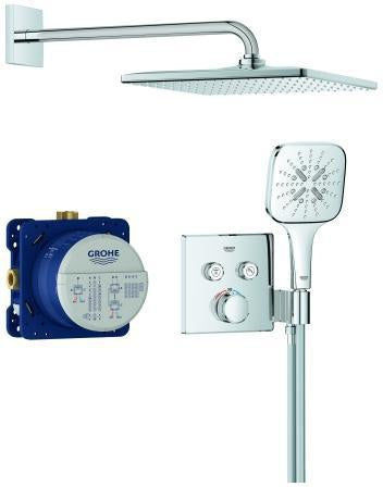 GROHE Grohtherm SmartControl Duschsystem Unterputz mit Rainshower Mono 310 Cube – Thermostat, 2 Absperrventile, Chrom