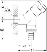 GROHE Waschmaschinen-Anschlussventil 41010 DN15 Schrägsitz mit Rückflussverhinderer – Chrom