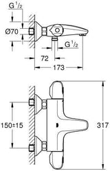 GROHE Grohtherm 1000 Thermostat-Wannenbatterie – CoolTouch, SafeStop, Chrom
