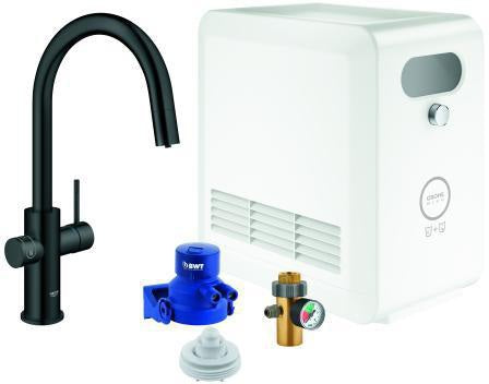 GROHE Blue Professional C-Auslauf Set – Spültisch-Einhandmischer mit Filterfunktion und Bluetooth/WiFi