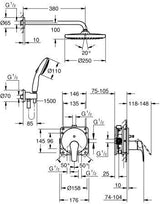 GROHE Eurosmart Professional Duschsystem Unterputz mit Tempesta 250 Kopfbrause und SmartBox chrom