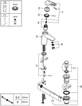 GROHE Eurostyle Einhand-Waschtischbatterie S-Size mit Zugstangen-Ablaufgarnitur, Chrom