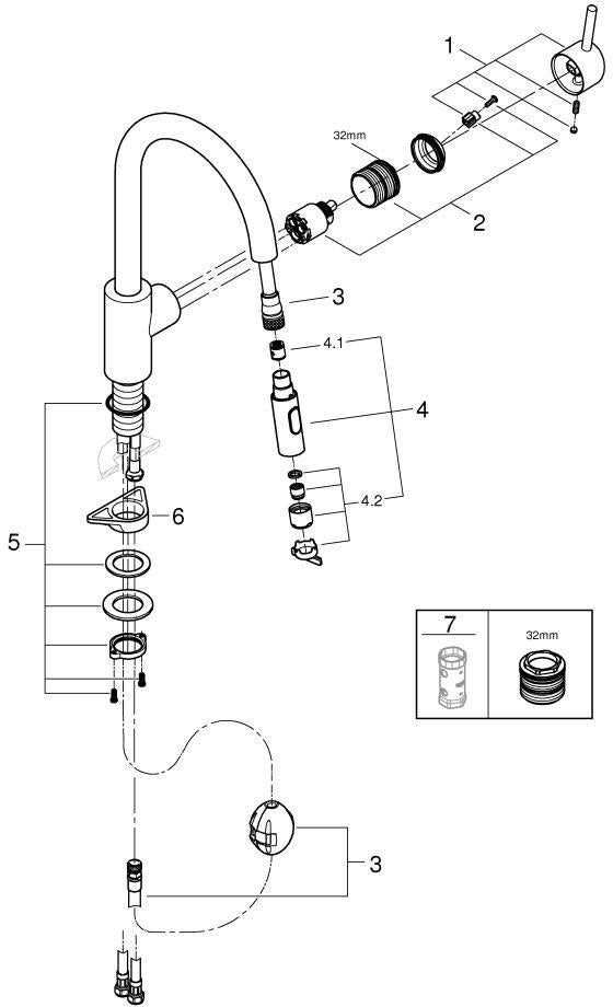 GROHE Concetto Einhand-Spültischbatterie mit hohem Auslauf und ausziehbarer Brause in Chrom