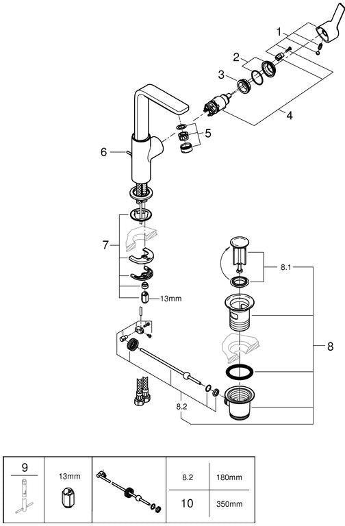 GROHE Lineare Einhand-Waschtischbatterie L-Size Chrom – SilkMove & EcoJoy