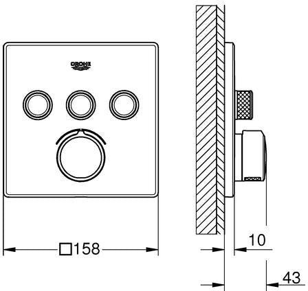 GROHE SmartControl Unterputzmischer mit 3 Absperrventilen – Fertigmontageset eckig Chrom