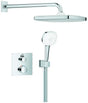 GROHE Grohtherm Unterputz-Duschsystem mit Tempesta 250 Cube, eckig, Chrom, 2 Absperrventile