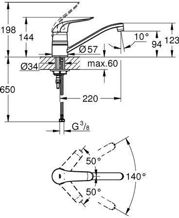 GROHE Euroeco Special Einhand-Spültischbatterie mit Temperaturbegrenzer Chrom