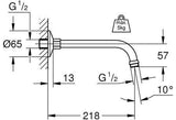 GROHE Relexa Brausearm 218 mm DN15 chrom – Wandmontage mit Rosette