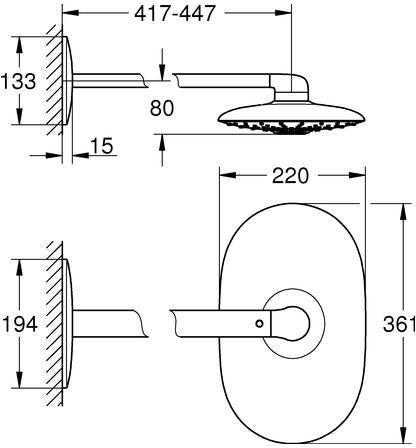 GROHE Rainshower 360 Duo Kopfbrauseset mit 2 Strahlarten und 450 mm Brausearm in Chrom