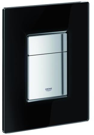 GROHE Skate Cosmopolitan WC-Betätigungsplatte in velvet black – 2-Mengen-Technik, Glasoberfläche, 156x197 mm