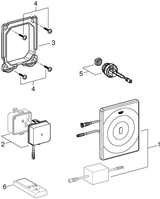 GROHE Tectron Surf Urinal-IR-Elektronik 37336_1 – 230 V, Fertigmontageset für Rapido U, Chrom