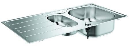 GROHE K200 Edelstahlspüle 1,5 Becken mit Abtropffläche 965x500 mm