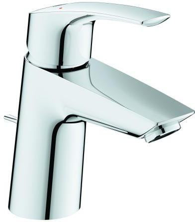 GROHE Eurosmart Einhand-Waschtischbatterie S-Size geneigt chrom mit Zugstangen-Ablaufgarnitur