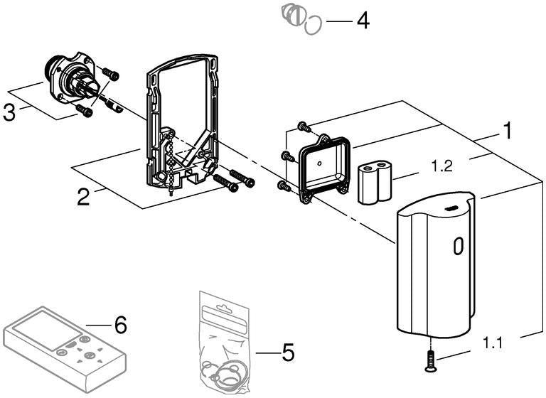GROHE Tectron AP-Umrüsteinheit 37751_1 für Urinal-Wandeinbauspüler 37017/DAL509 – Infrarot, batteriebetrieben, chrom