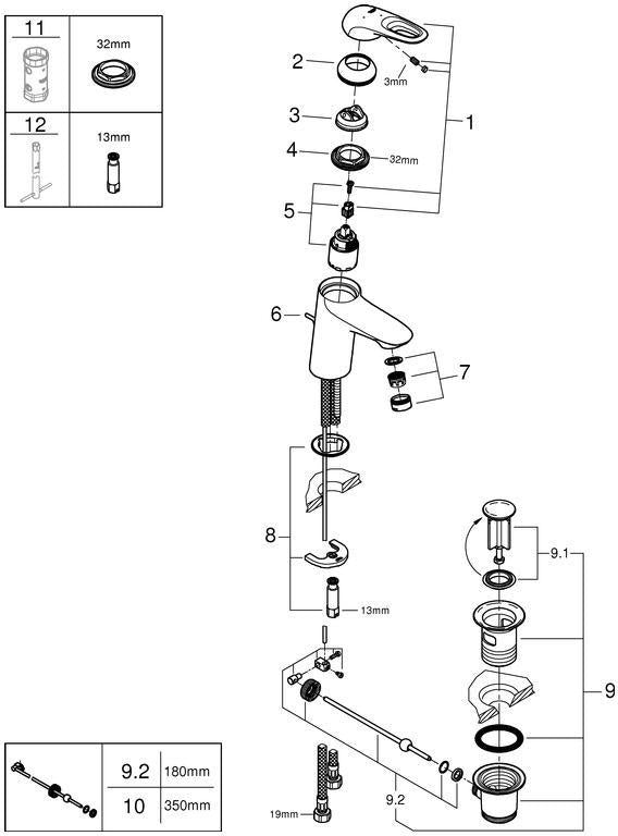 GROHE Eurostyle Cosmopolitan Einhand-Waschtischbatterie mit EcoJoy und Kaltstart-Funktion, Chrom