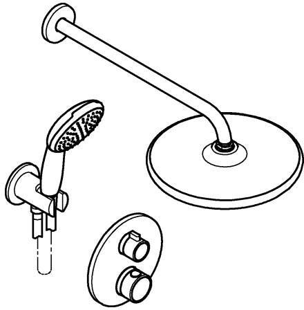GROHE Grohtherm Unterputz-Duschsystem mit Tempesta 250, rund, chrom, 2 Absperrventile