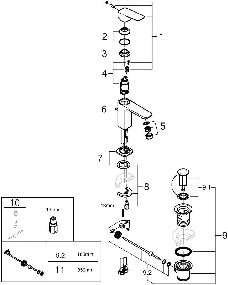 GROHE Cubeo Waschtisch-Einhandhebelmischer Chrom 106 mm mit SilkMove und EcoJoy