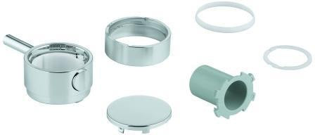 GROHE Temperaturwählgriff 49089 rund für Thermostat-Fertigmontagesets – Chrom, SafeStop 38°C