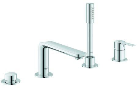 GROHE Lineare 4-Loch-Einhand-Wannenkombination Chrom – mit Temperaturbegrenzer & Umstellung Wanne/Brause