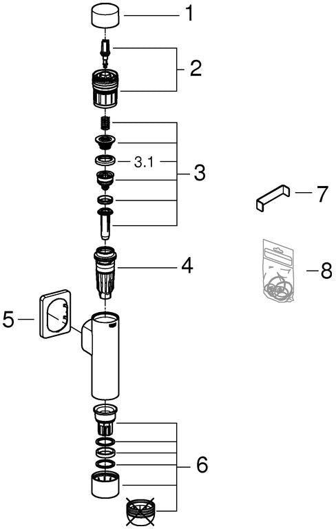 GROHE WC-Druckspüler Rondo A.S. DN20 mit integrierter Vorabsperrung, chrom