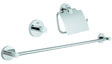 GROHE Essentials 3-in-1 Bad-Accessoire Set: Handtuchhalter, Bademantelhaken & WC-Papierhalter, Chrom