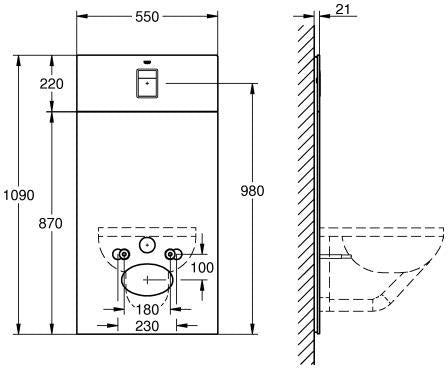GROHE Glas-Designmodul 39980 für Rapid SL und Uniset in Moon White – 8 mm Sicherheitsglas
