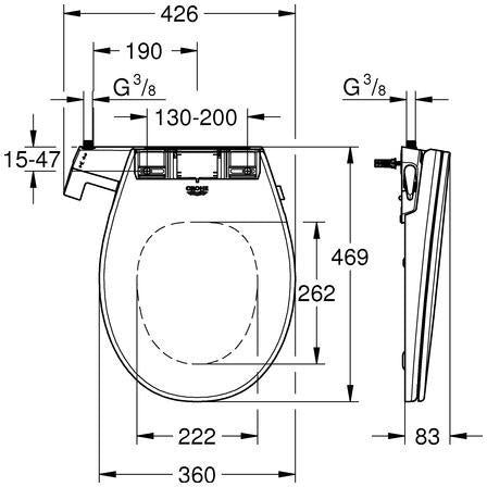 GROHE Bau Keramik Dusch-WC-Aufsatz alpinweiß – WC-Sitz mit Deckel und Soft-Close
