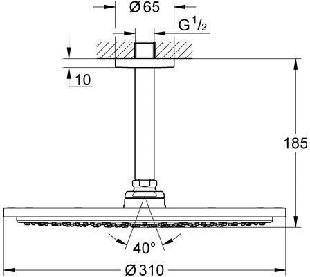 GROHE Rainshower Cosmopolitan 310 Kopfbrauseset mit Deckenauslass 142 mm, 1 Strahlart, Chrom