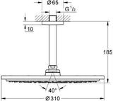 GROHE Rainshower Cosmopolitan 310 Kopfbrauseset mit Deckenauslass 142 mm, 1 Strahlart, Chrom